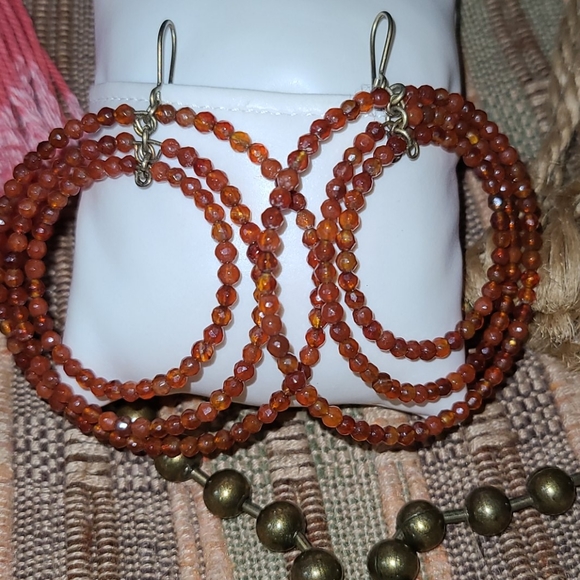 Carnelian Bead Earrings - Picture 3 of 10